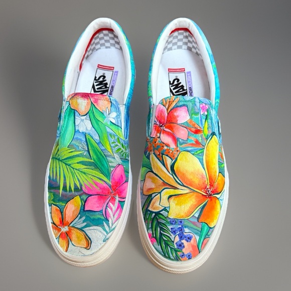 Vans Other - Van’s Custom Handpainted Mens sz 13 Popcrush Skateboarding Island Slip On shoes
